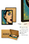 Black Wooden Framed Pop Art Portrait Painting - Retro Blue-Yellow |   Huhu1887 - Single Table Black Frame - 3