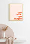 Natural Wood Framed Retro Painting - Typography No Risk No Magic |   Huhu2578 - Single Table Natural Wood Frame
