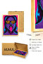 Natural Wood Framed Pop Art Patterned Painting - Pink Purple |   Huhu1831 - Single Table Natural Wood Frame - 3