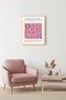 Natural Wood Framed Retro Floral Patterned Painting - Boho Tones |   Huhu2368