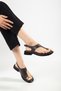 Women's Gold Buckle Flip-Flop Casual Sandals - 6