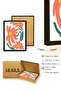 Black Wooden Framed Retro Floral Painting - Orange Floral Pattern |   Huhu2551 - Single Table Black Frame - 3