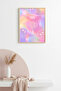 Natural Wood Framed Pastel Tones Smiley Pop Art Painting - Retro |   Huhu2348 - Single Table Natural Wood Frame