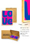 Natural Wood Framed Pop Art Love Painting - Retro Pink Blue |   Huhu2247 - Single Table Natural Wood Frame - 3