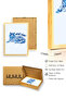 Natural Wood Framed Retro Cat Painting - Blue Meow Pattern |   Huhu2420 - 3