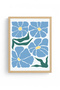 Natural Wood Framed Retro Floral Painting - Pastel Floral Pattern |   Huhu2694 - Single Table Natural Wood Frame - 2