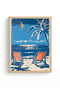 Natural Wood Framed Palm Tree Pattern Painting - Turquoise & Orange |   Huhu1893 - 2