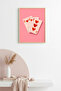 Natural Wood Framed Retro Card Patterned Painting - Heart Themed Decorative |   Huhu2530 - Single Table Natural Wood Frame
