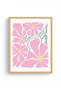 Natural Wood Framed Retro Floral Pattern Painting - Pastel Tones |   Huhu2780 - Single Table Natural Wood Frame - 2