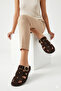 Women's Buckle-Strapped Knitted Band Casual Slippers Comfortable Sole Stylish Summer Flat Sole Comfortable Slippers - 2