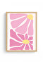 Natural Wood Framed Retro Floral Painting - Pastel Pink Floral Pattern |   Huhu2745 - Single Table Natural Wood Frame - 2