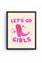 Black Wooden Framed Retro Painting - Pink Cowboy Boots Themed |   Huhu2422 - Single Table Black Frame - 2