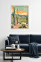 Minimalist Desert Painting with Natural Wood Frame - Orange Tones |   Huhu1861 - Single Table Natural Wood Frame