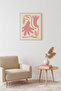 Natural Wood Framed Retro Floral Painting - Boho Floral Pattern Pastel Tones |   Huhu2273 - Single Table Natural Wood Frame