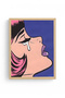 Emotional Cartoon Painting with Natural Wood Frame - Blue Tones |   Huhu1978 - Single Table Natural Wood Frame - 2