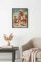 Natural Wood Framed Retro Painting - Summer Beach Pop Art Patterned |   Huhu2572