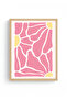Natural Wood Framed Abstract Organic Pink Tones Painting - Modern Wall Art |   Huhu2784 - Single Table Natural Wood Frame - 2
