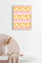 Natural Wood Framed Retro Painting - Heart Pattern Pop Art |   Huhu2200 - Single Table Natural Wood Frame
