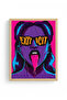Natural Wood Framed Pop Art Patterned Painting - Pink Purple |   Huhu1831 - Single Table Natural Wood Frame - 2