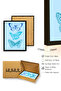 Black Wooden Framed Retro Butterfly Painting - Blue Patterned Art |   Huhu2715 - Single Table Black Frame - 3