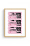 Natural Wood Framed Retro Movie Ticket Table - Pink Vintage Design |   Huhu2375 - Single Table Natural Wood Frame - 2