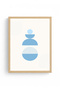Natural Wood Framed Minimalist Abstract Painting - Pastel Blues |   Huhu2582 - Single Table Natural Wood Frame - 2
