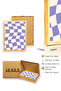 Natural Wood Framed Retro Checkered Painting - Lavender Cream Tones |   Huhu2805 - Single Table Natural Wood Frame - 3