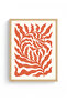 Natural Wood Framed Retro Abstract Painting - Tropical Coral Pattern |   Huhu2627 - 2