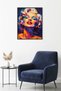 Black Wood Framed Abstract Portrait Painting - Vibrant Colors |   Huhu1851 - Single Table Black Frame