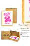Natural Wood Framed Retro Painting - Pink Gummy Bear Cartoon Design |   Huhu2217 - Single Table Natural Wood Frame - 3