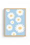 Natural Wood Framed Retro Painting - Yellow Daisy Floral Wall Decor |   Huhu2620 - Single Table Natural Wood Frame - 2