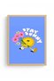 Natural Wood Framed Retro Sun and Floral Painting - Stay Sunny |   Huhu2815 - Single Table Natural Wood Frame - 2
