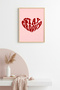 Natural Wood Framed Retro Heart Painting - Stay Groovy Text Print |   Huhu2707 - Single Table Natural Wood Frame