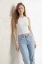 White Crew Neck Stone-Embellished Blouse 2216