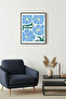 Black Wooden Framed Retro Floral Painting - Pastel Floral Pattern |   Huhu2694 - Single Table Black Frame
