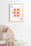 Natural Wood Framed Retro Pop Art Painting - Pink and Orange Lucky You |   Huhu2237 - Single Table Natural Wood Frame
