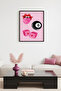 Natural Wood Framed Retro Painting - Hearted Dice and Numbers Pattern |   Huhu2812