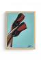 Natural Wood Framed Red and Black Shoe Painting - Fashion Art Print |   Huhu1857 - Single Panel Natural Wood Frame - 2