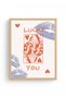 Natural Wood Framed Retro Portrait Painting - Lucky You Themed |   Huhu2563 - Single Table Natural Wood Frame - 2