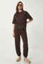 Lace Detailed Knitted Top and Bottom Set Laz0002 Brown - 2