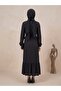 Women's Black Wrinkled Textured Stretchy Maxi Length Ruffled Hijab Dress - Flowy and No Ironing Needed - 4