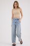 Women's Skater Jean Pants – High Waist, Wide Leg, Comfortable Fit, 100% Cotton, Blue Denim