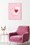 Natural Wooden Framed Heart Patterned Painting - Game Themed Decoration |   Huhu1868 - Single Table Natural Wood Frame