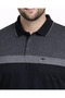 Men's Large Size Melange Black Polo Collar Short Sleeve Band T-Shirt 3Xl-4Xl-5Xl-6Xl - 3