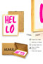 Natural Wooden Framed Retro Painting - Pink Typography Painting with Hello Written |   Huhu2219 - Single Table Natural Wood Frame - 3