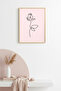 Natural Wood Framed Retro Line Patterned Rose Painting - Minimalist |   Huhu2350