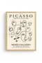 Natural Wood Framed Retro Painting - Picasso Style Line Portrait |   Huhu2600 - Single Table Natural Wood Frame - 2