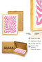 Natural Wood Framed Retro Painting - Pink Tropical Abstract Leaf |   Huhu2773 - Single Table Natural Wood Frame - 3