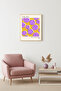 Natural Wooden Framed Retro Floral Painting - Lilac Flower Pattern |   Huhu2323 - Single Table Natural Wood Frame