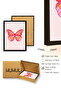 Natural Wood Framed Retro Butterfly Painting - Pop Art Patterned |   Huhu2648 - 3